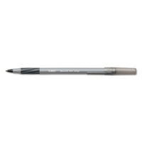Round Stic Grip Xtra Comfort Stick Ballpoint Pen, 0.8mm, Black Ink, Gray Barrel, Dozen