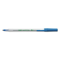 Ecolutions Round Stic Stick Ballpoint Pen Value Pack, 1mm, Blue Ink, Clear Barrel, 50-pack