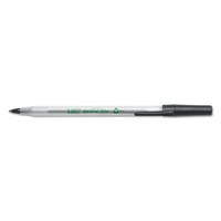 Ecolutions Round Stic Stick Ballpoint Pen Value Pack, 1mm, Black Ink, Clear Barrel, 50-pack