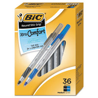 Round Stic Grip Xtra Comfort Stick Ballpoint Pen Value Pack, 1.2mm, Assorted Ink-barrel, 36-pack
