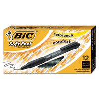 Soft Feel Retractable Ballpoint Pen, Medium 1mm, Black Ink-barrel, Dozen