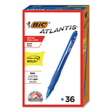 Velocity Atlantis Bold Retractable Ballpoint Pen Value Pack, 1.6mm, Blue Ink & Barrel, 36-pack