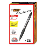 Velocity Atlantis Bold Retractable Ballpoint Pen Value Pack, 1.6mm, Black Ink & Barrel, 36-pack