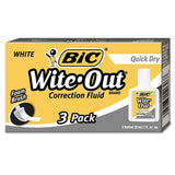 Wite-out Quick Dry Correction Fluid, 20 Ml Bottle, White, 3-pack