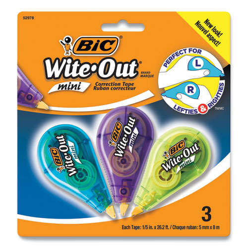 Wite-out Brand Mini Correction Tape, Non-refillable, 0.2" X 314.4", White Tape, 3-pack