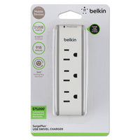 Surgeplus Usb Swivel Charger, 3 Outlets-2 Usb Ports, 918 Joules, White