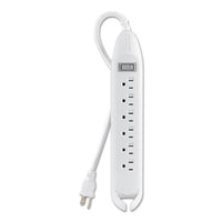 Power Strip, 6 Outlets, 12 Ft Cord, White