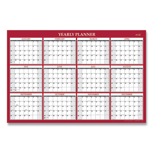 Laminated Wall Calendar, 48 X 32, Red-white, 2022
