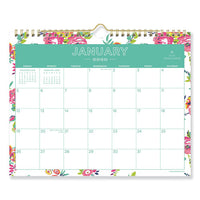 Day Designer Wirebound Wall Calendar, 11 X 8.75, White Floral, 2021