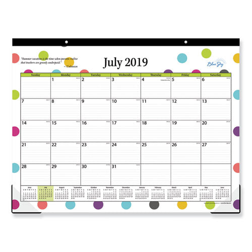 Teacher Dots Academic Year Desk Pad, 22 X 17, Assorted Color Dots, 2020-2021