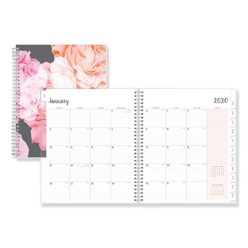 Joselyn Monthly Wirebound Planner, 10 X 8, Light Pink-peach-black, 2021