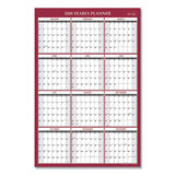 Laminated Classic Red Calendar, 36 X 24, 2021