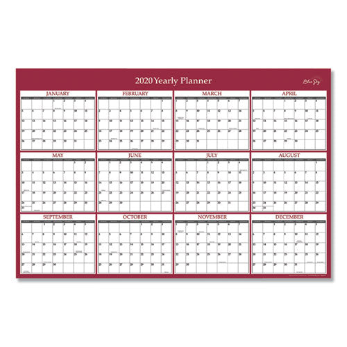 Laminated Classic Red Calendar, 36 X 24, 2021