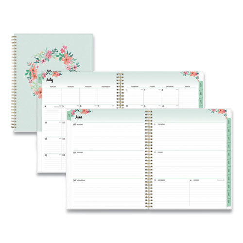 Academic Year Frosted Weekly-monthly Planner, 11 X 8.5, Green, 2021-2022