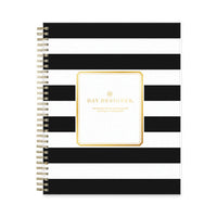 Day Designer Daily-monthly Frosted Planner, Rugby Stripe Artwork, 10x8, Black-white Cover, 12-month (july To June): 2022-2023