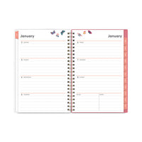 Fly By Frosted Weekly-monthly Planner, Fly By Butterflies Artwork, 8 X 5, Blush-pink Cover, 12-month (jan To Dec): 2023