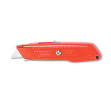 Interlock Safety Utility Knife W-self-retracting Round Point Blade, Red Orange