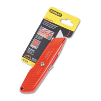 Interlock Safety Utility Knife W-self-retracting Round Point Blade, Red Orange