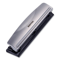 12-sheet Three-hole Punch, 9-32" Holes, Silver-black