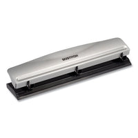 12-sheet Three-hole Punch, 9-32" Holes, Silver-black