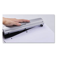 12-sheet Three-hole Punch, 9-32" Holes, Silver-black