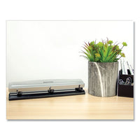 12-sheet Three-hole Punch, 9-32" Holes, Silver-black