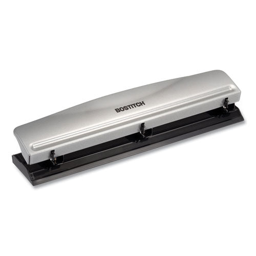 12-sheet Three-hole Punch, 9-32" Holes, Silver-black