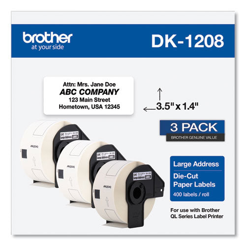 Die-cut Address Labels, 1.4 X 3.5, White, 400-roll, 3 Rolls-pack