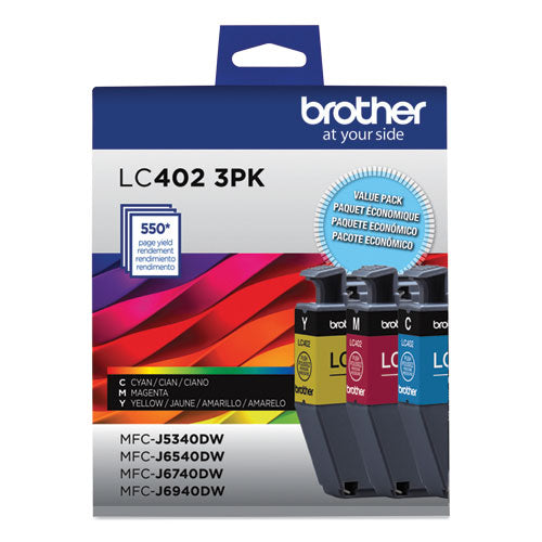 LC4023PKS Ink, 550 Page-Yield, Cyan/Magenta/Yellow, 3/Pack LC4023PKS Ink, 550 Page-Yield, Cyan/Magenta/Yellow, 3/Pack