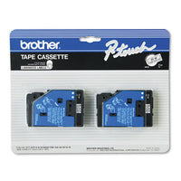 Tc Tape Cartridge For P-touch Labelers, 0.37" X 25.2 Ft, Black On White
