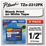 Tze Standard Adhesive Laminated Labeling Tapes, 0.47" X 26.2 Ft, Black On White, 2-pack