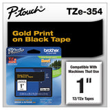 Tze Standard Adhesive Laminated Labeling Tape, 0.94" X 26.2 Ft, Gold On Black