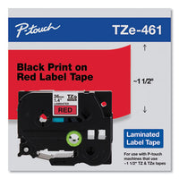 Tze Standard Adhesive Laminated Labeling Tape, 1.4" X 26.2 Ft, Black On Red