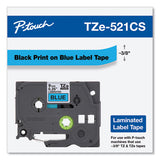 Tze Laminated Removable Label Tapes, 0.35" X 26.2 Ft, Black On Blue