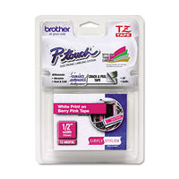 Tz Standard Adhesive Laminated Labeling Tape, 0.47" X 16.4 Ft, White-berry Pink