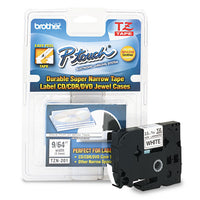 Tz Super-narrow Non-laminated Tape For P-touch Labeler, 0.13" X 26.2 Ft, Black On White