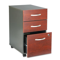 Series C Mobile Pedestal File, Left-right, 3-drawer: Box-box-file, Legal-letter-a4-a5, Cherry-gray, 15.75 X 20.25 X 27.88