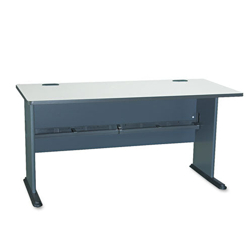 Series A Collection Workstation Desk, 47.63" X 26.88" X 29.88", Natural Cherry-slate Gray