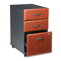 Mobile Pedestal File, Left-right, 3-drawers: Box-box-file, Legal-letter-a4-a5, Cherry-gray, 15.75" X 20.25" X 27.88"