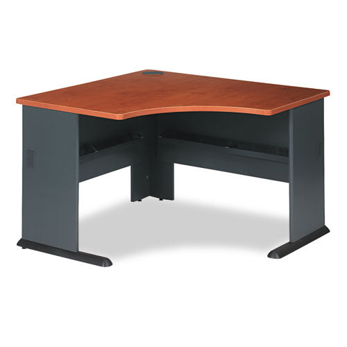 Series A Collection Corner Desk, 47.25" X 47.25" X 29.88", Natural Cherry-slate Gray