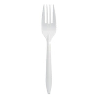 Mediumweight Polypropylene Cutlery, Fork, White, 1,000-carton