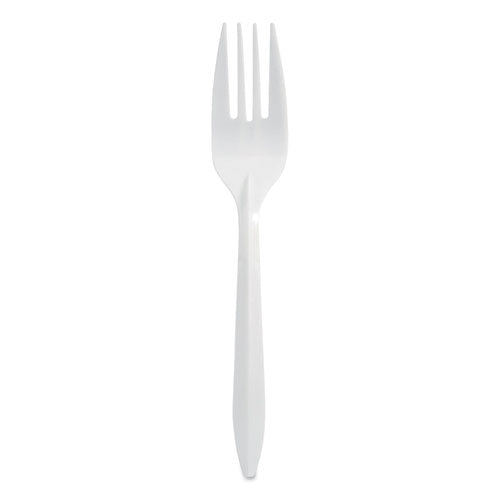 Mediumweight Polypropylene Cutlery, Fork, White, 1,000-carton