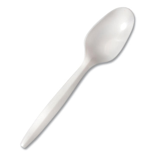 Mediumweight Polypropylene Cutlery, Spoon, White, 1,000-carton