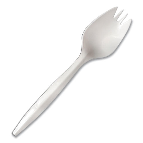 Mediumweight Polypropylene Cutlery, Spork, White, 1,000-carton