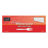 Elegant Dinnerware Heavyweight Cutlery, Polystyrene, Fork, White, 500-box