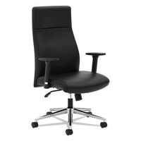 Define Executive High-back Leather Chair, Supports Up To 250 Lbs., Black Seat-black Back, Polished Chrome Base