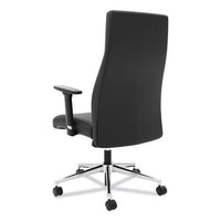 Define Executive High-back Leather Chair, Supports Up To 250 Lbs., Black Seat-black Back, Polished Chrome Base