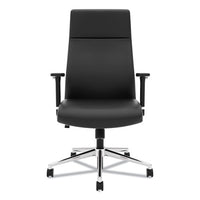 Define Executive High-back Leather Chair, Supports Up To 250 Lbs., Black Seat-black Back, Polished Chrome Base