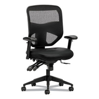 Prominent Mesh High-back Task Chair, Leather, Supports Up To 250 Lbs., Black Seat, Black Back, Black Base