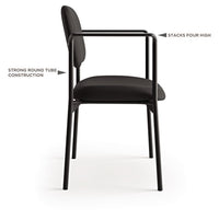 Vl616 Stacking Guest Chair With Arms, Charcoal Seat-charcoal Back, Black Base